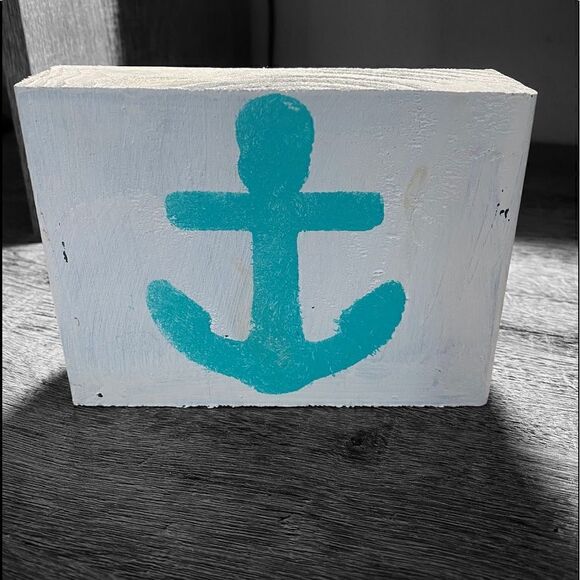 Home Decor ⚓️- wood Anchor 2 sides blue and black - Picture 2 of 5
